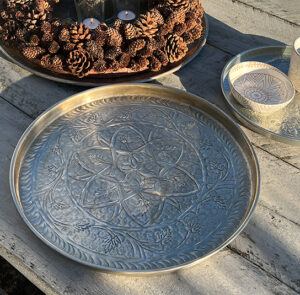 Teller Tablett Flora silber mit Rand – Bild 2