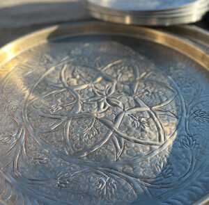 Teller Tablett Flora silber mit Rand