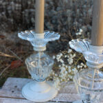 Kerzenständer, Kerzenhalter Glas antique creme