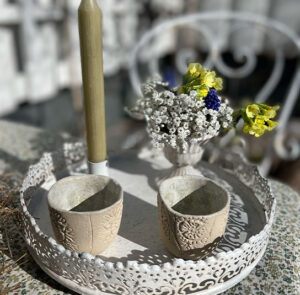 Frühlingsset Teller antique creme rund – Bild 7