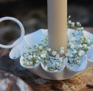Kammerleuchter creme weiß mit Rüschen – Bild 8