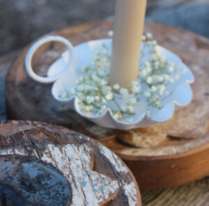 Kammerleuchter creme weiß mit Rüschen – Bild 6