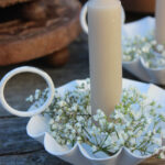 Kammerleuchter creme weiß mit Rüschen