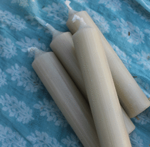 Kerze Mini dick khaki - 4 Stk. – Bild 3