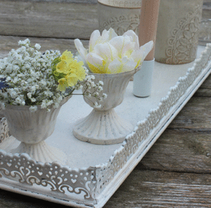 Teller antique creme lang – Bild 5