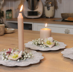 Kerzenteller Blume grau – Bild 7