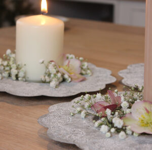 Kerzenteller Blume grau – Bild 5