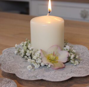Kerzenteller Blume grau – Bild 4