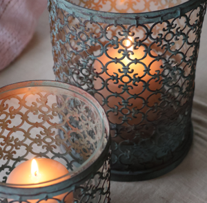Windlicht Luni grau/salbei - zwei Größen – Bild 4
