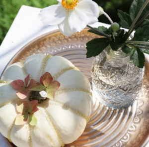 DIY Set - Herbstdeko - Teller Hortensie inkl. Vase, Kürbis + Zubehör – Bild 6