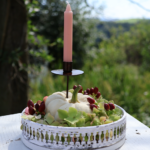 DIY Set - Herbstdeko - Tablett antique rund inkl. Kürbis, Spieß & Kerze