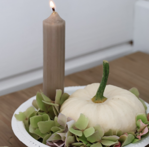 DIY Set - Herbstdeko - Teller Vit inkl. Kürbis, Magnet & Kerze – Bild 3