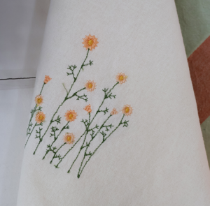 Geschirrtuch Flora natur mit bestickten Blumen gelb – Bild 5