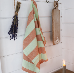 Geschirrtuch Linus mint, orange gestreift – Bild 3